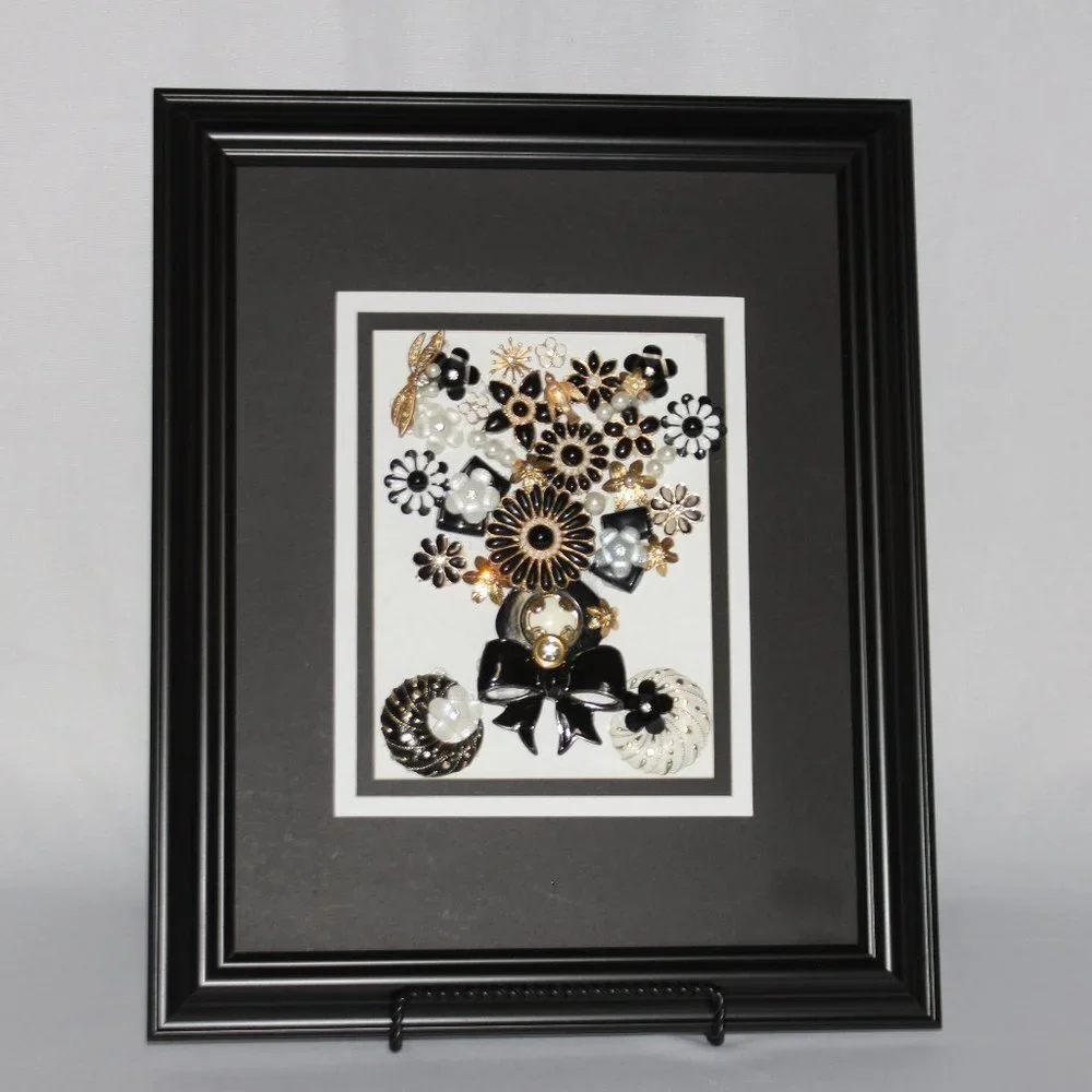 Original Framed Collage Jewelry Art Wall Decor
